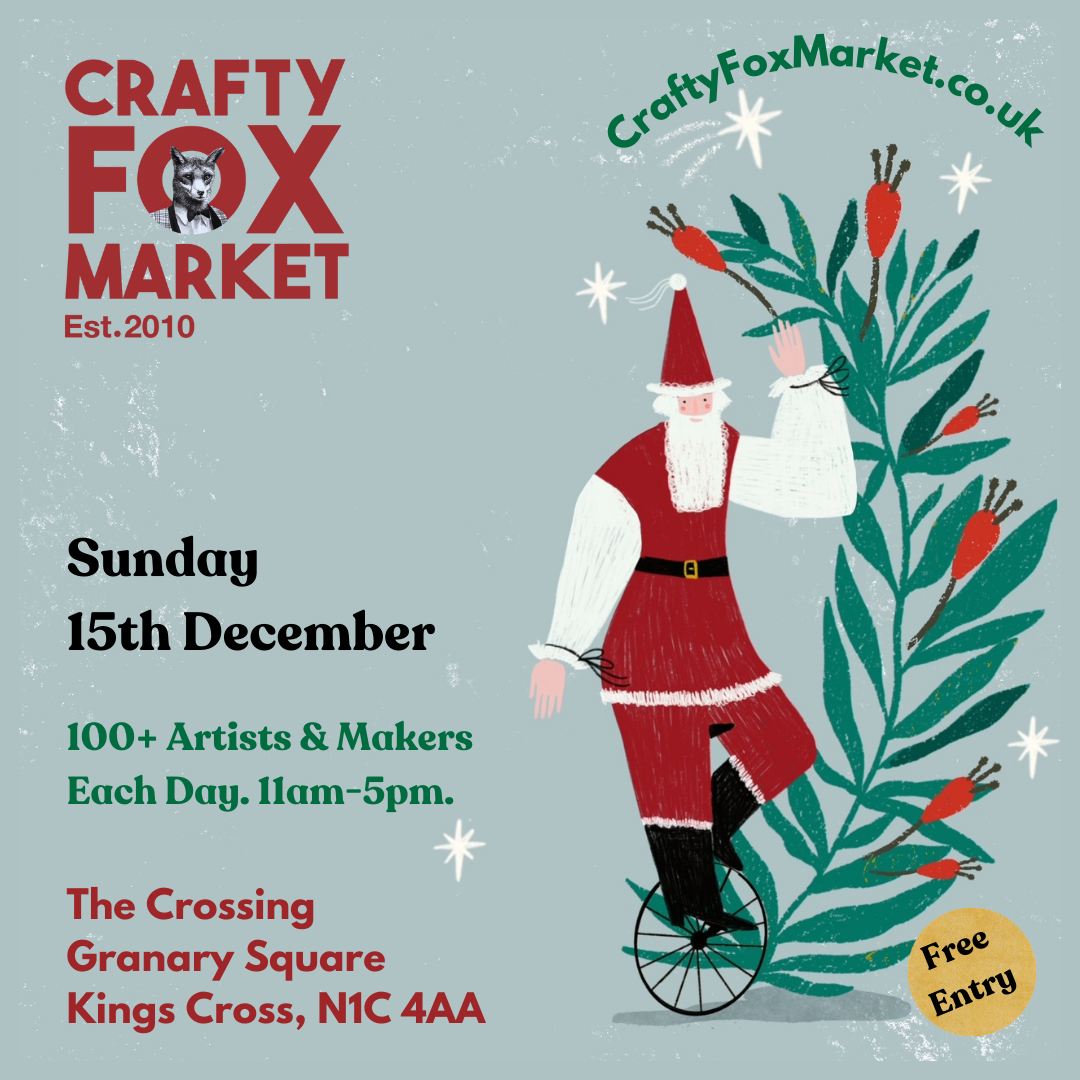 Crafty FOx Market flyer with an illustration of santa.