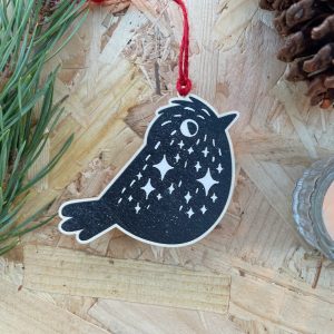 Wooden 'Starling' bird Christmas decoration.